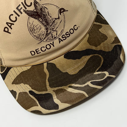 Vintage 80s Pacific Flyway Decoy Trucker Hat Baseball Cap Duck Hunting Beige