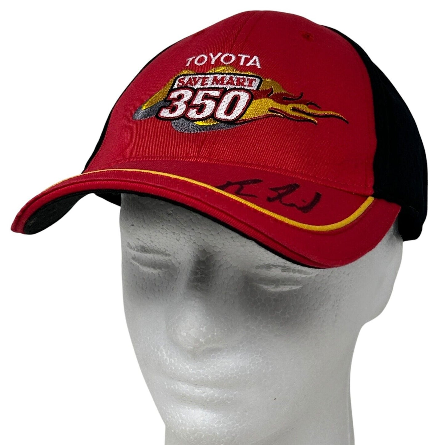 NASCAR Boris Said Signed Baseball Hat Cap Toyota Save Mart 350 Red Flex Fit OSFA