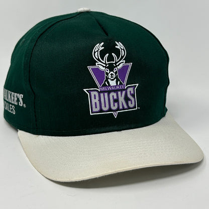 Vintage 90s Milwaukee Bucks Hat Baseball Cap Milwaukees Pickles Snapback Green