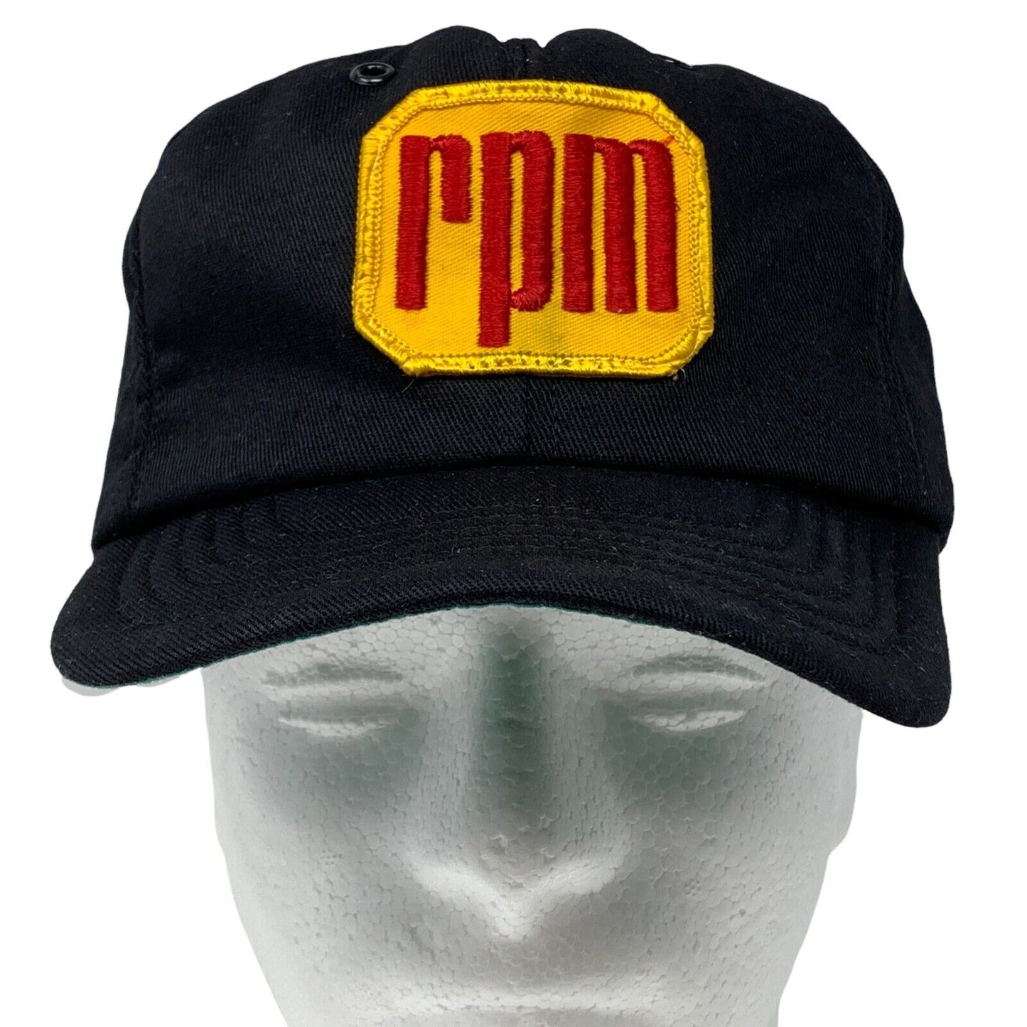 RPM 贴片按扣帽子复古 70 年代 80 年代黑色 6 六片棒球帽