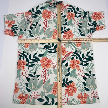 Bad Birdie Leafing Core Polo Shirt L Large White Floral Leaves Short Sleeve Golf