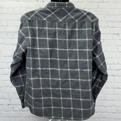 ACE USA Alaska Bay Outfitters Flannel Button Front Shirt XL X-Large Gray Plaid