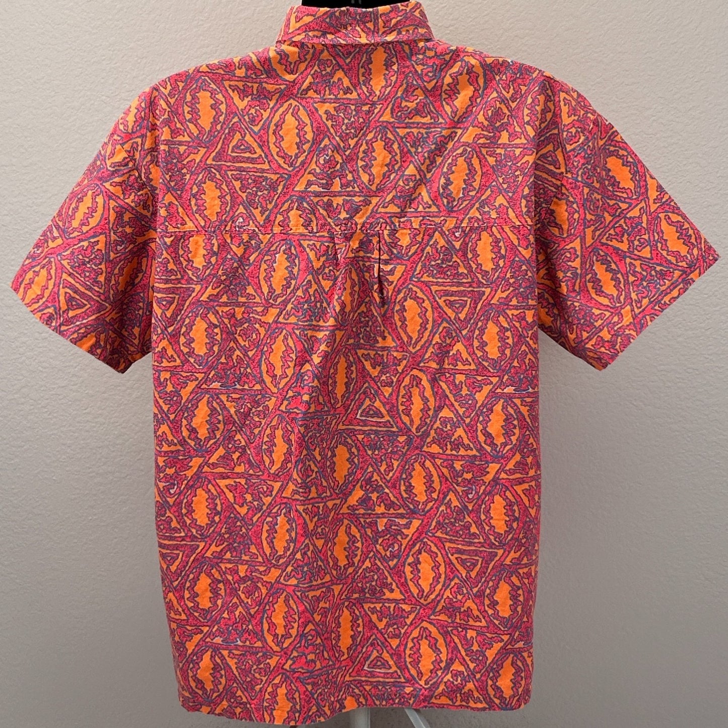 Vintage 80s 90s Quiksilver Button Front Shirt Surfer USA Blaze Orange M Medium