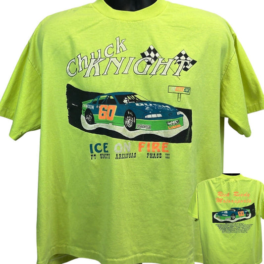 Chuck Knight NASCAR Vintage 80s T Shirt X-Large Racing Motorsports Mens Green