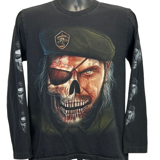 Camiseta vintage de los años 90 Hell Warrior con calavera mediana Guerrilla de manga larga para hombre, color negro