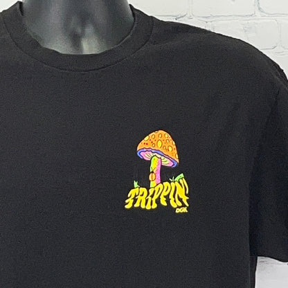 DGK Trippin T Shirt L Large Black Psychedelic Magic Mushrooms Shrooms Skater Tee