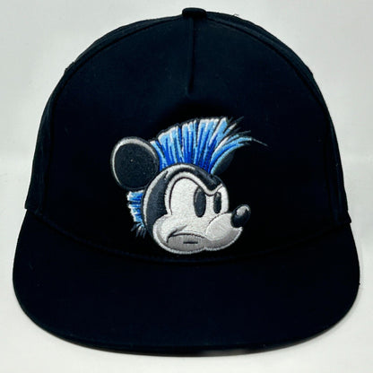 Mickey Mouse Punk Mohawk Youth Hat Disney Parks Black Baseball Cap Flex Fitted
