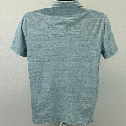 Rock & Republic Polo Shirt Short Sleeve Pocket Striped Blue L Large