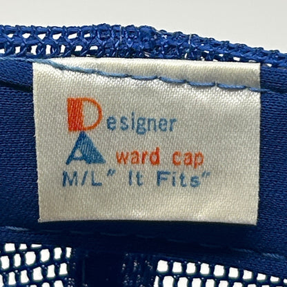 Vintage 80s I Move The Earth Patch Trucker Hat Cap Blue Mesh Snapback 5 Panel