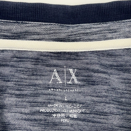Armani Exchange Polo Shirt Mens L Large AX Space Dye Stripes Short Sleeve Blue