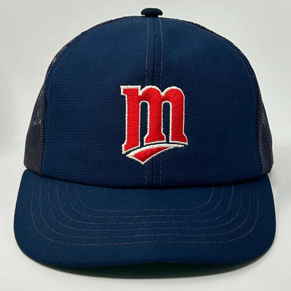 Vintage 80s Minnesota Twins Trucker Hat Baseball Cap Blue Mesh Snapback MLB