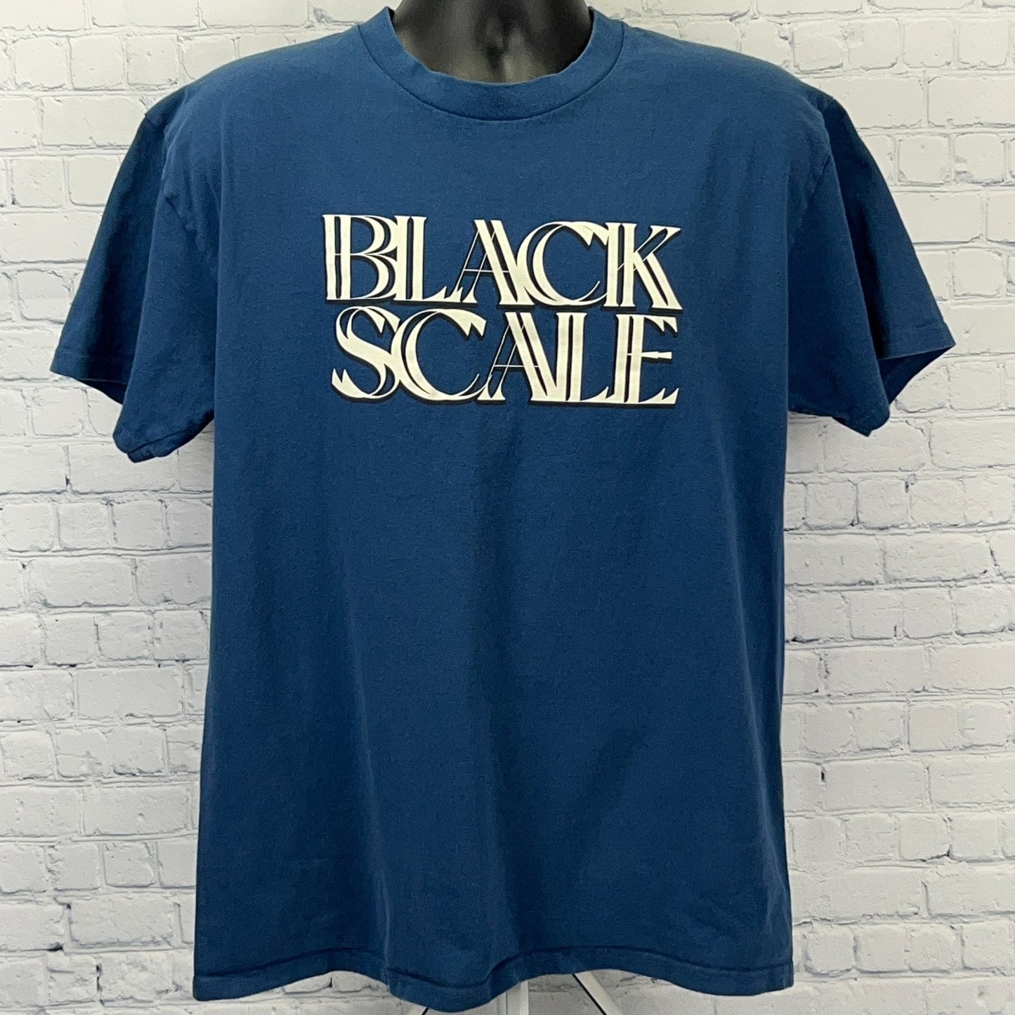 Black Scale Spell Out T Shirt BLVCK SCVLE Streetwear Blue Tee Unisex L Large