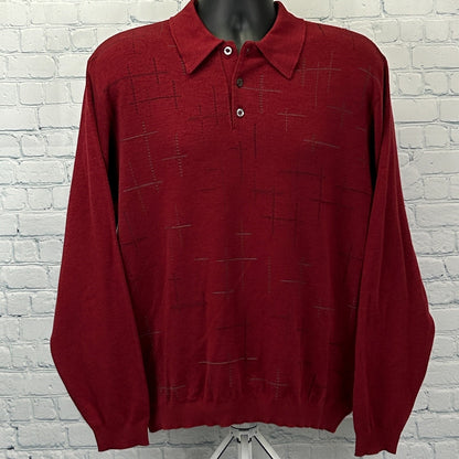 Vintage 90s St Croix Shop Wool Blend Polo Sweater Made In USA Red L Large - Neon Vintage