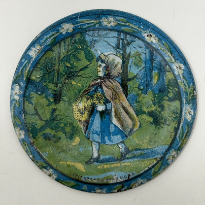 Vintage Ohio Art 1920s Tin Litho Little Red Riding Hood Child's Tea Set 3 Pieces