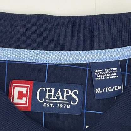 Chaps Polo Shirt XL X-Large Blue Graph Check Short Sleeve Ralph Lauren Cotton