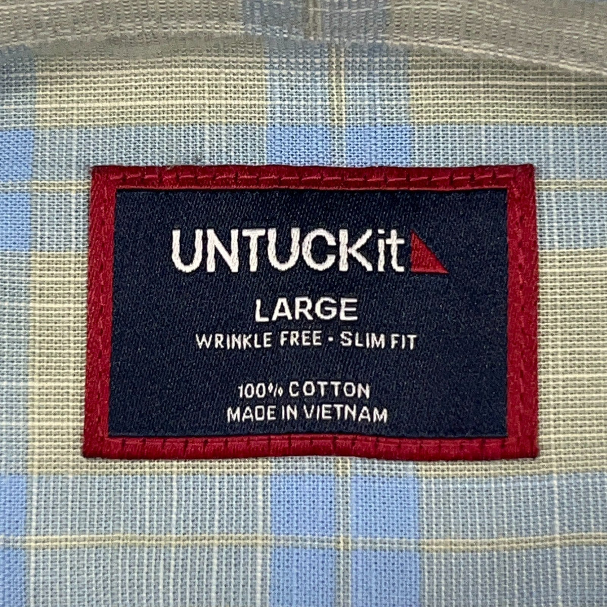 UNTUCKit Wrinkle-Free Clark Slim Fit Button Up Shirt Mens L Large Green Plaid