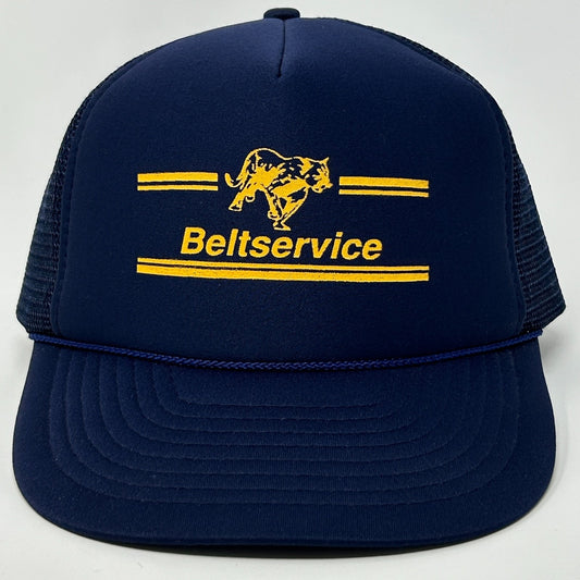 Vintage 90s Beltservice Corporation Trucker Hat Baseball Cap Mesh Snapback Blue