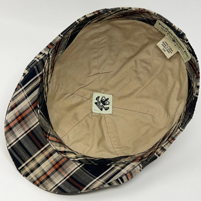 Vintage Crown Co Plaid Flat Cap Hat Ivy Newsboy Cabbie Driving Scally Beige S-M