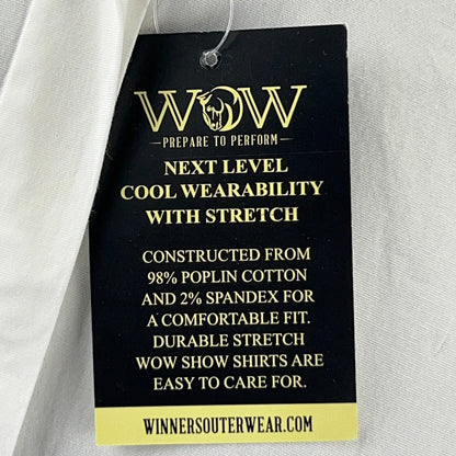 WOW Winners Outerwear Show Shirt Womens M Medium 8-10 White Blue Livestock Horse