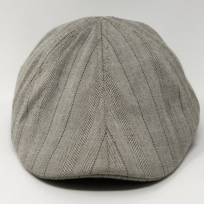 Vintage Stone Herringbone Flat Cap Hat Ivy Newsboy Cabbie Driving Beige S-M