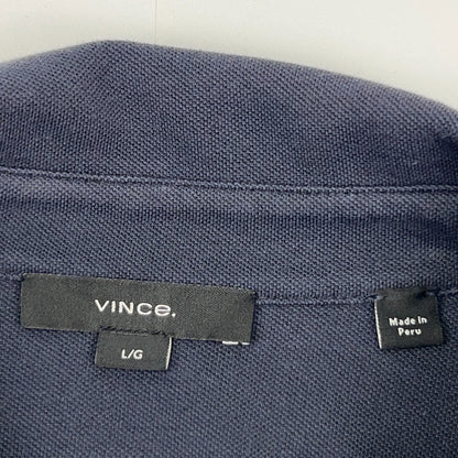 Vince Cotton Pique Button Front Shirt Blue Long Sleeve M97309681A Mens L Large