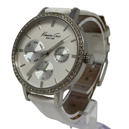 Kenneth Cole New York Jeweled Womens Analog Wristwatch White KC2547 Leather Band