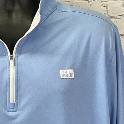 Good Good Quarter 1/4 Q Zip Shirt Golfer Golfing Long Sleeve Blue 3XL 3XLarge