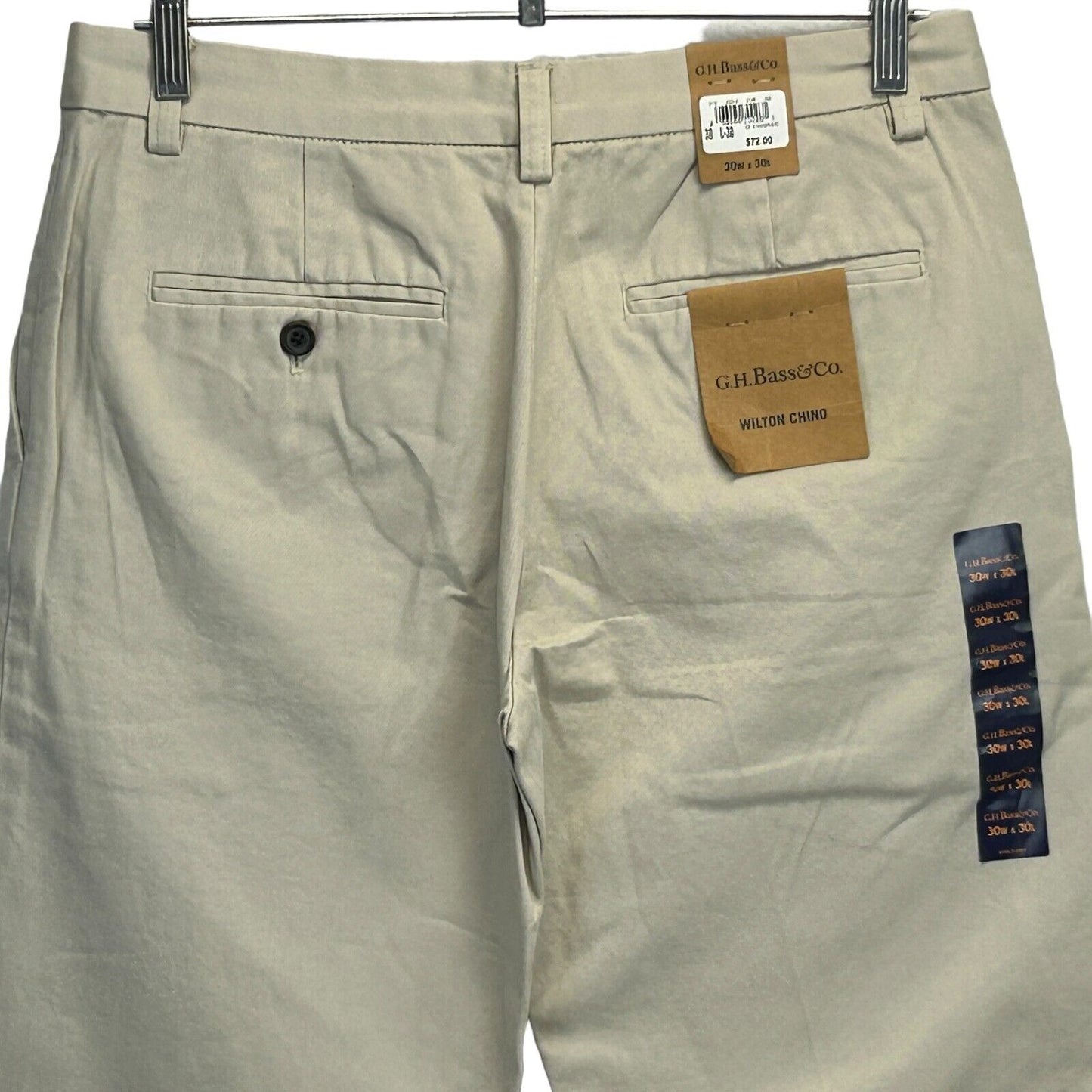 Pantalones chinos Wilton de GH Bass, 30 de ancho x 29 de largo, color caqui, de algodón, para hombre, color beige