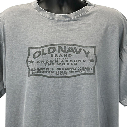 Vintage 90s Old Navy Brand T Shirt Made In USA Gray Graphic Tee Mens XL X-Large