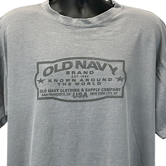 Vintage 90s Old Navy Brand T Shirt Made In USA Gray Graphic Tee Mens XL X-Large