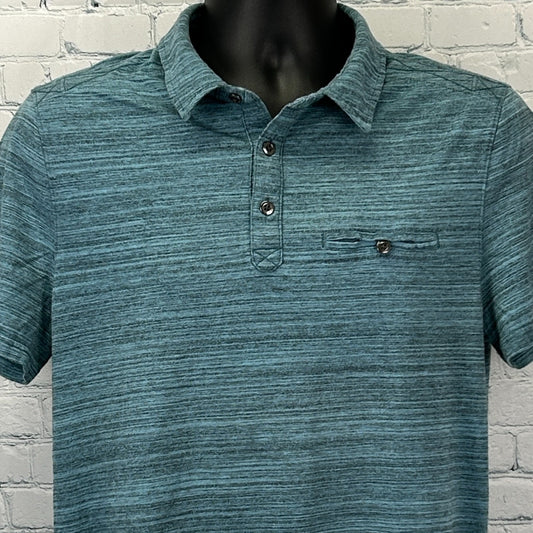 Rock & Republic Polo Shirt Short Sleeve Heathered Blue Mens L Large