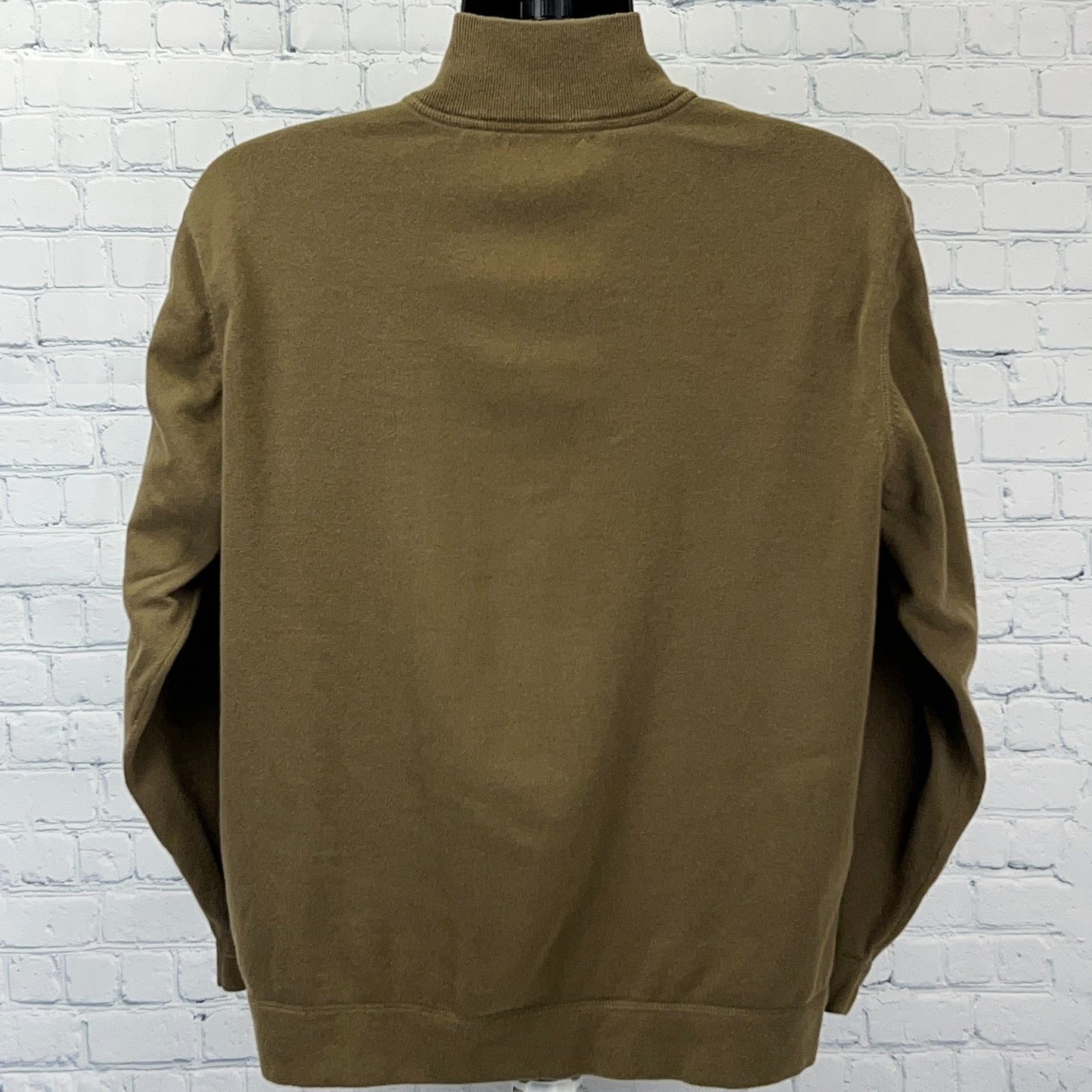 Nat Nast Full Zip Sweater Cotton Long Sleeve Mock Neck Olive Green Mens L Large