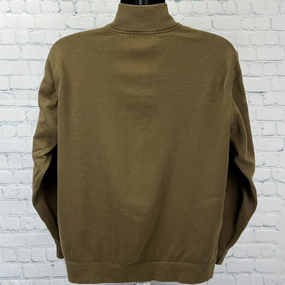 Nat Nast Full Zip Sweater Cotton Long Sleeve Mock Neck Olive Green Mens L Large