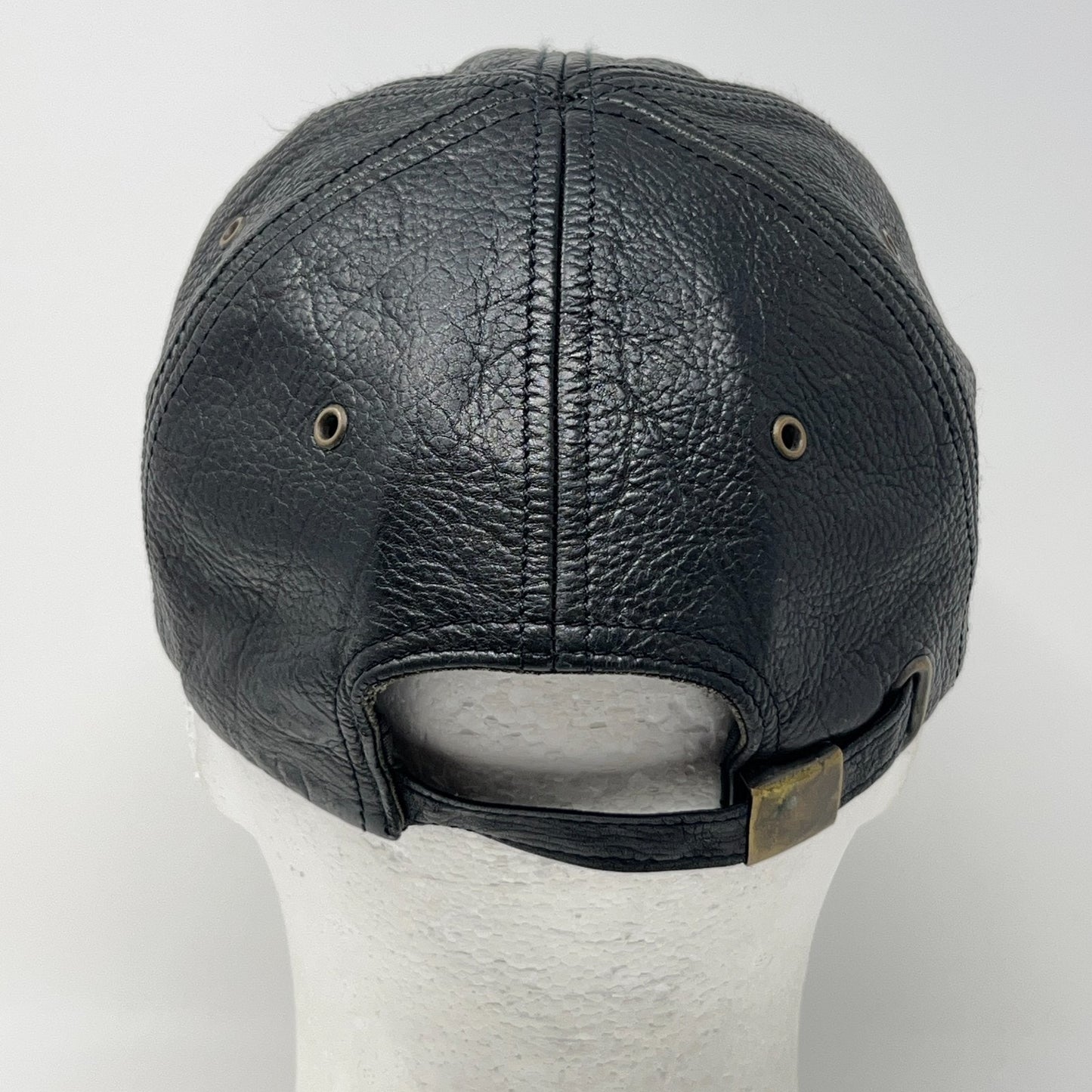 Vintage 90s Wilsons Leather Hat Baseball Cap 6 Panel Strapback Black