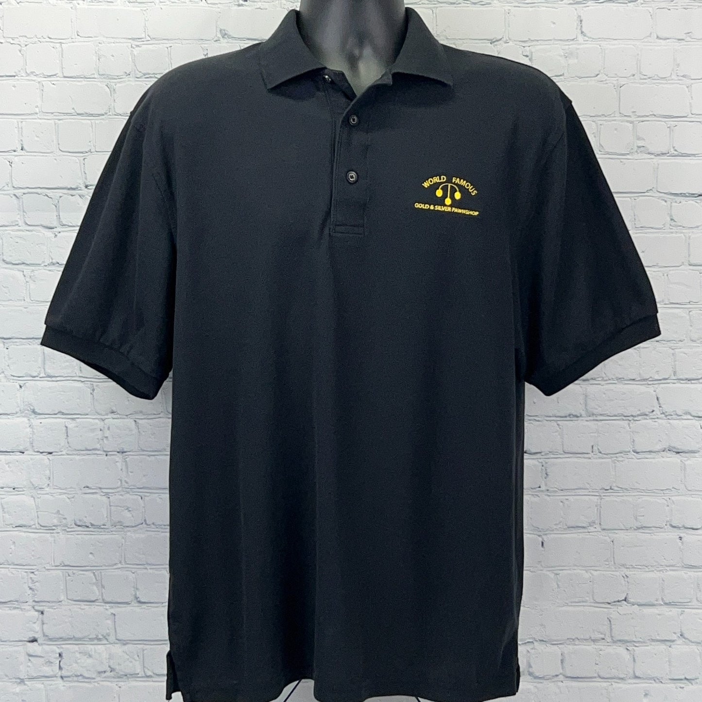 World Famous Gold & Silver Pawn Shop Polo Shirt L Large Black Pawn Stars Show