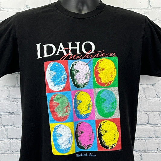 Idaho Masterpieces T Shirt Warhol Style Potatoes Blackfoot Black Mens M Medium