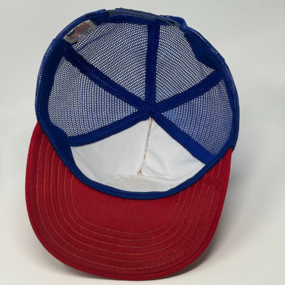 Vintage 80s Levi Strauss 1984 Olympics Trucker Hat Cap Blue Levis Mesh Snapback