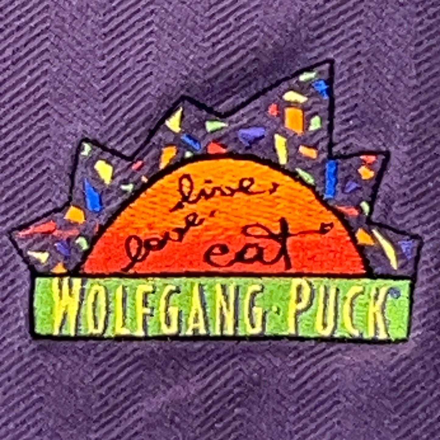 Vintage 90s Wolfgang Puck Polo Shirt XL X-Large Purple Live Love Eat Chef Food