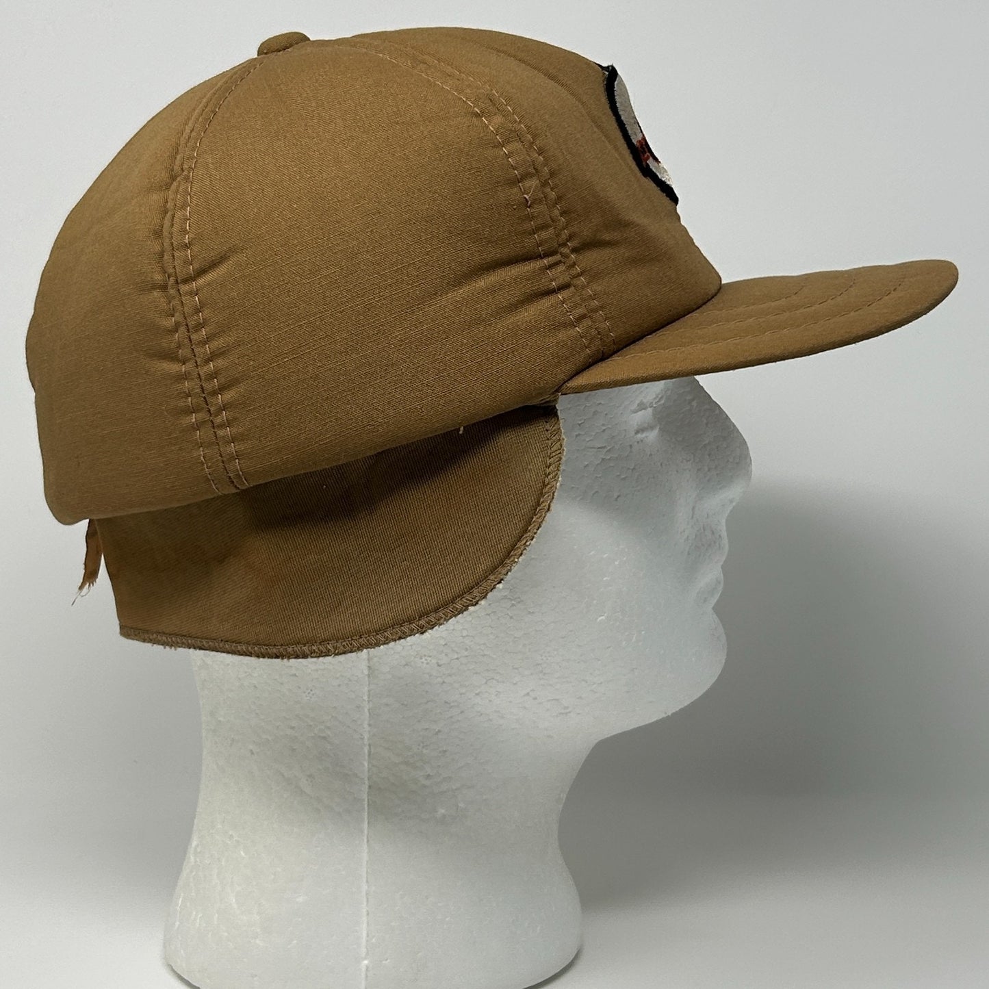 Vintage 80s Duck Hunting Hat Baseball Cap Ear Flap Hunter Brown XL X-Large