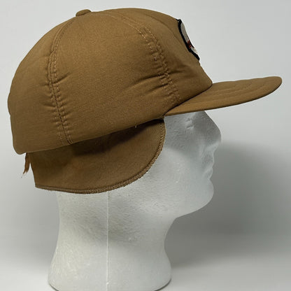 Vintage 80s Duck Hunting Hat Baseball Cap Ear Flap Hunter Brown XL X-Large