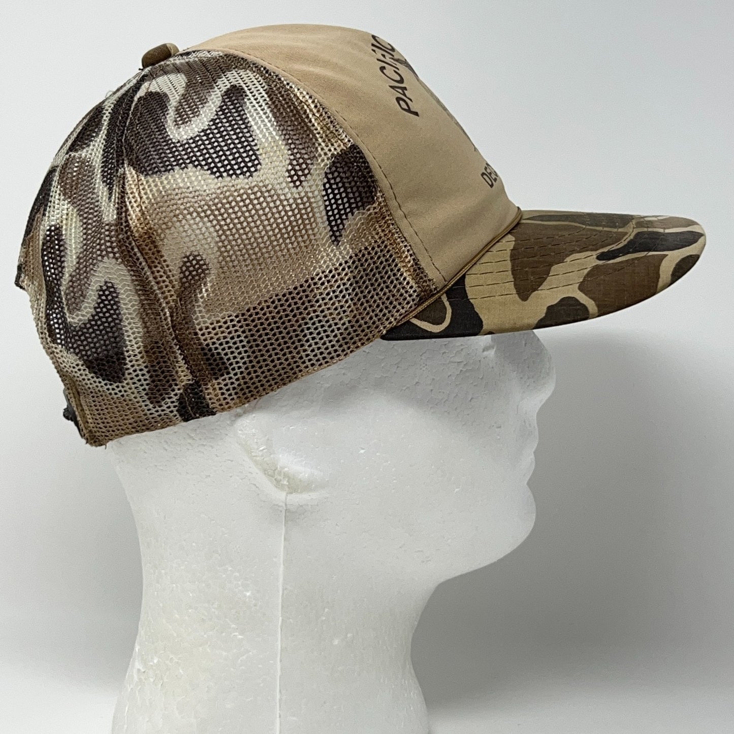 Vintage 80s Pacific Flyway Decoy Trucker Hat Baseball Cap Duck Hunting Beige