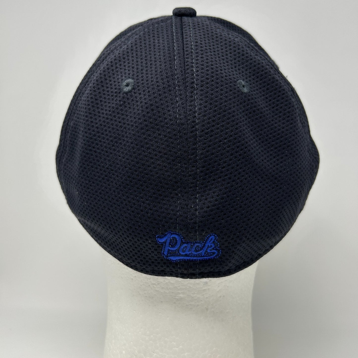 UNR Wolf Pack Hat Baseball Cap Nevada Reno 6 Panel New Era Blue Flex Fitted L-XL - Neon Vintage
