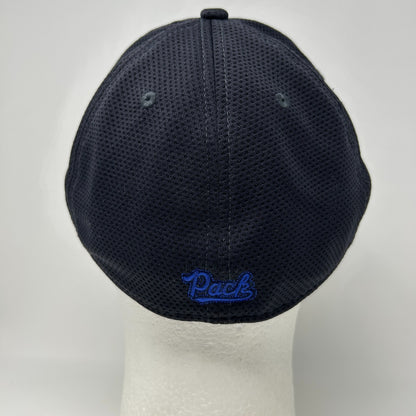 UNR Wolf Pack Hat Baseball Cap Nevada Reno 6 Panel New Era Blue Flex Fitted L-XL - Neon Vintage