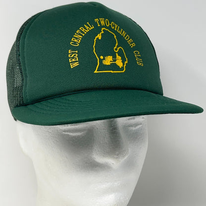 Vintage West Central Two Cylinder Club Trucker Hat Baseball Cap Green Snapback