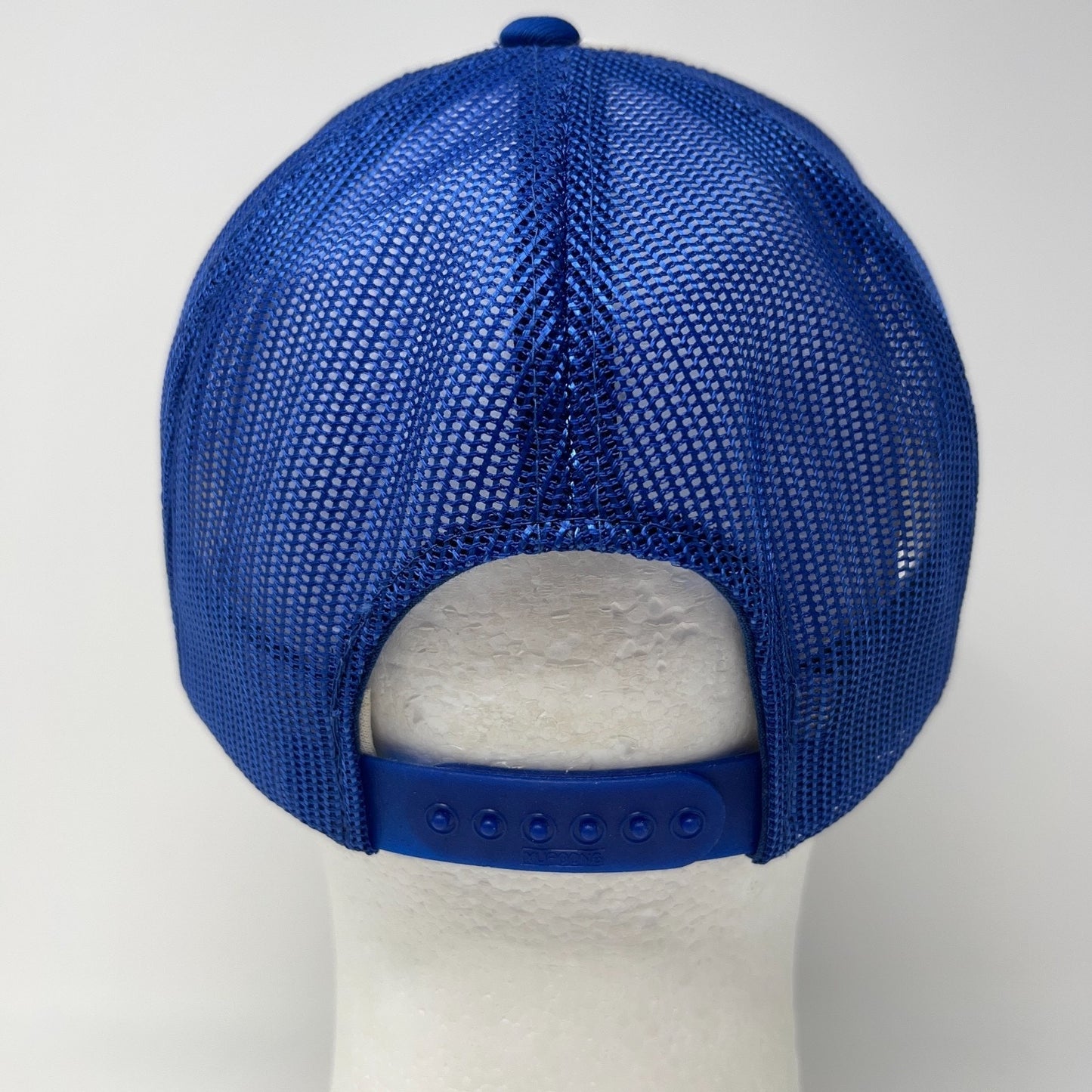 Vintage 80s Concrete Breaking Trucker Hat Baseball Cap Mesh Snapback Blue