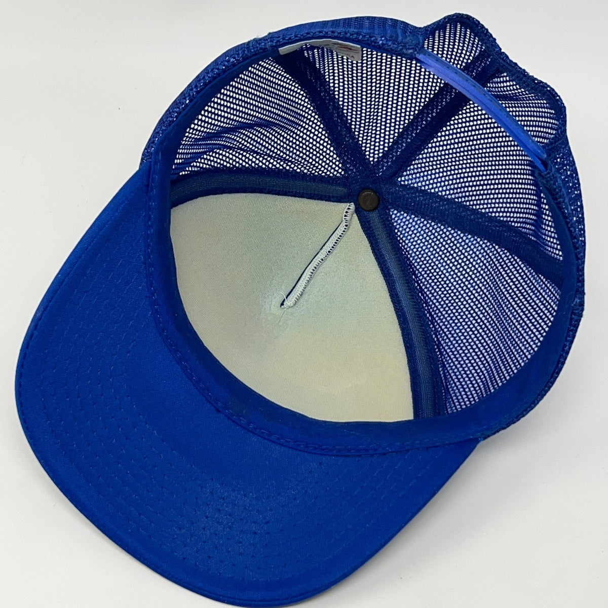 Vintage 80s RYBS Trucker Hat Baseball Cap Foam Front 5 Panel Mesh Snapback Blue