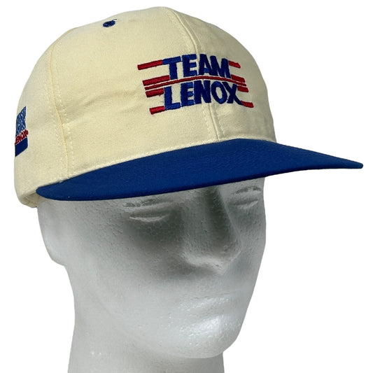 Vintage 90s Team LENOX Tools Hat Cap Beige 6 Panel Strapback Atexace Made In USA