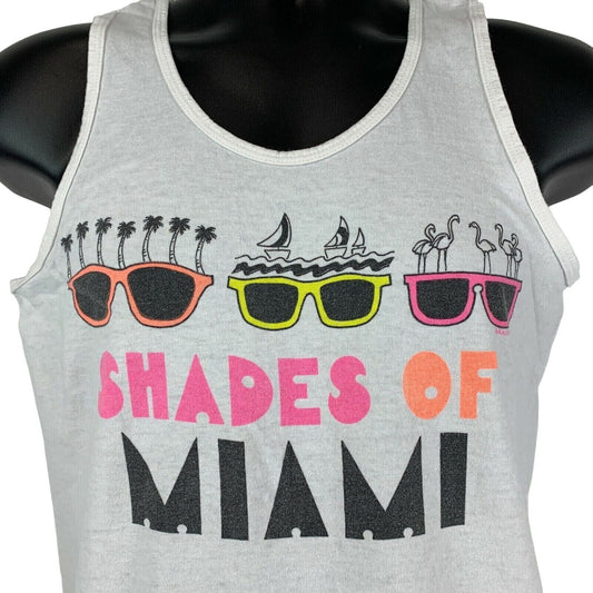 Shades of Miami Florida Vintage 80s Tank Top T Shirt Small Sunglasses Mens White