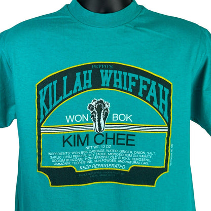 Killah Whiffah Won Bok Kim Chee Vintage 80s T Shirt Medium Hawaiian Mens Green