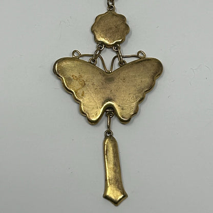 Vintage K24 Japanese Damascene Butterfly Jewelry Set Necklace Bracelet Earrings